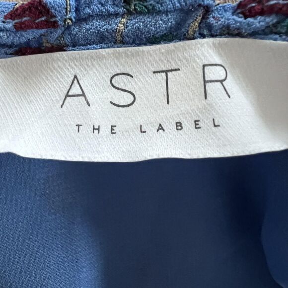 ASTR The Label Dress Womens Medium Blue Floral Ruffle Button Front Lined Midi - Picture 11 of 16